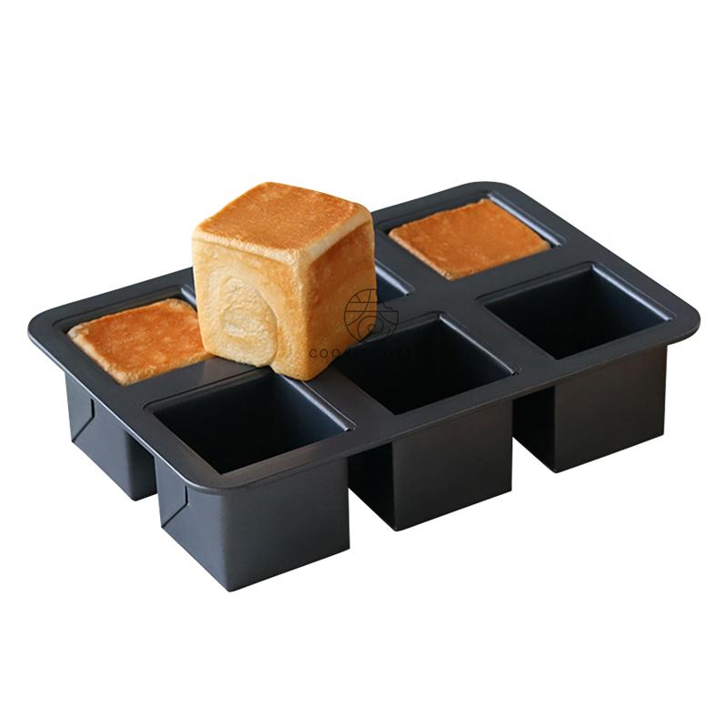 

6-секционная квадратная форма для тостов из углеродистой стали для выпечки кексов в форме фунта, десертов, шоколада, принадлежностей для выпечки чёрный