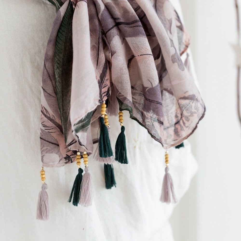 Printing Tassel Scarves Korean Style Scarves Bohemian Style Shawl Cotton Linen Scarf Female Wraps