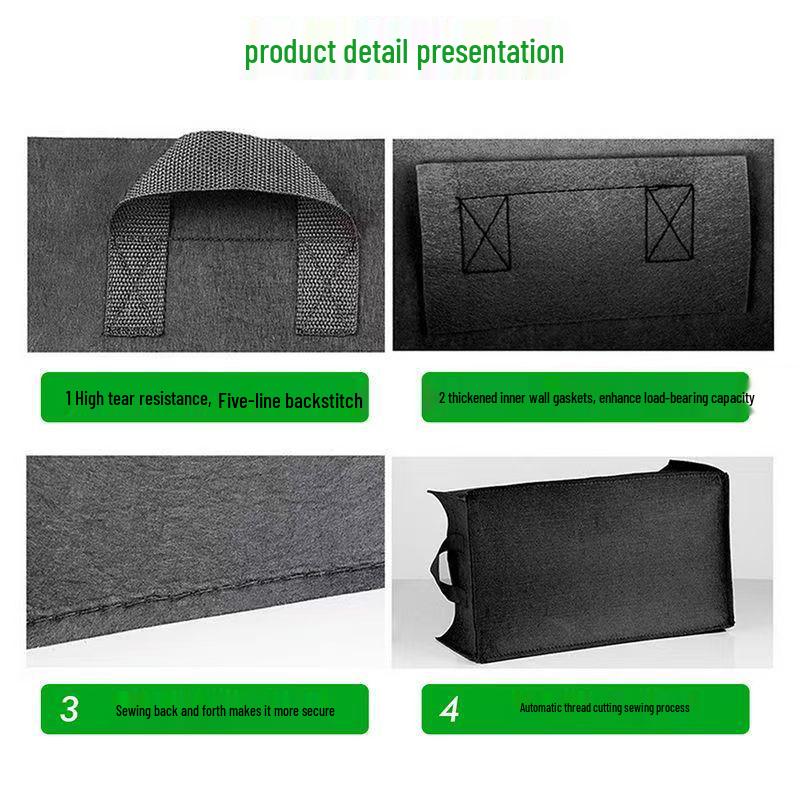 Meizhi Rectangular Large Capacity Breathable Felt Planting Bag for Garden Flowers and Vegetables