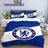 Soccer Chelsea F C Pattern Bedding Set Quilt Cover Pillowcase Home Decor Gift (1 * Duvet Cover + 2 * Pillowcase, Without Core)