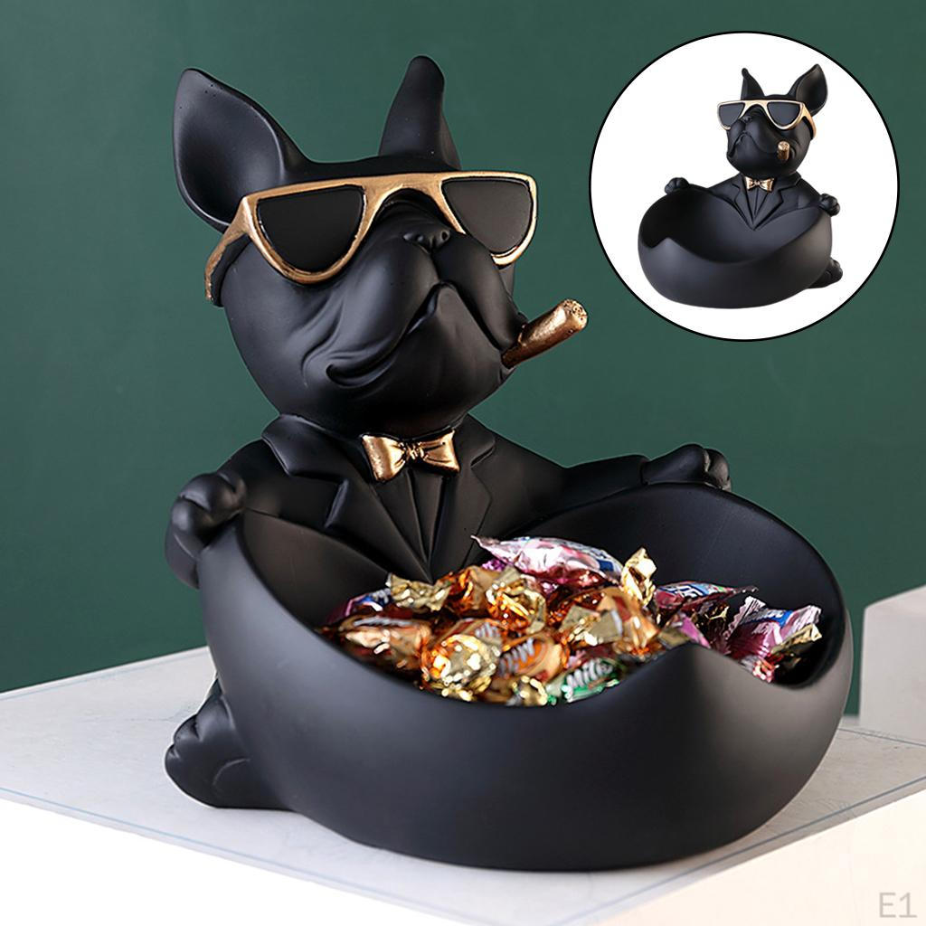 Plateau de rangement - Statue de porte-clés - Décoration de bol à bonbons en céramique - Statue d'ours avec bol à bonbons - Bol décoratif pour clés (A