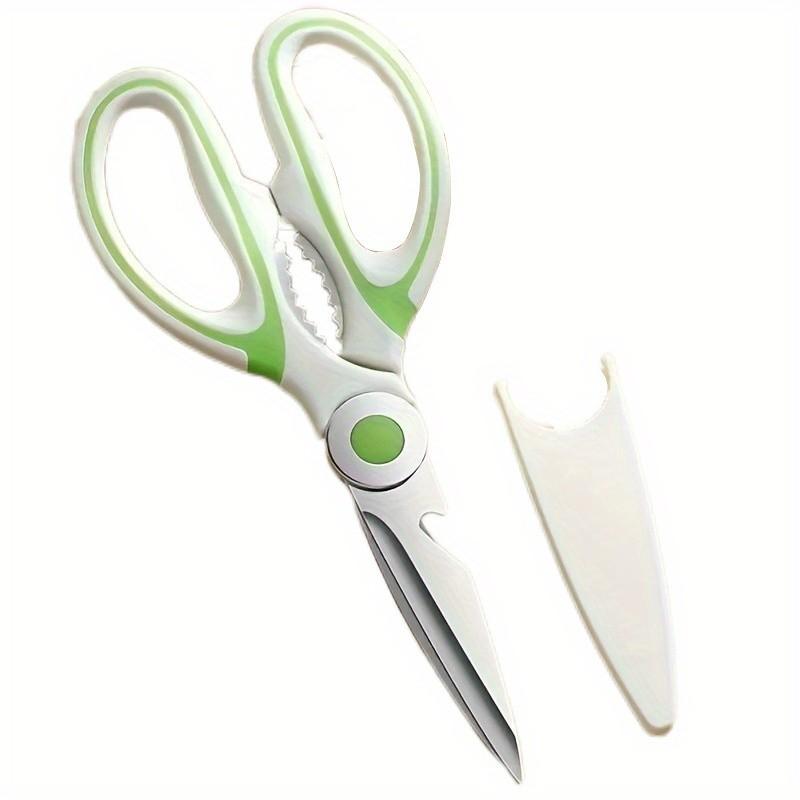 1 Pc Stainless Steel Kitchen Scissors, Food Scissors, Sturdy Chicken Bone Scissors, Versatile Sharp Meat Scissors, Household Scissors Green (with Scissors Case)