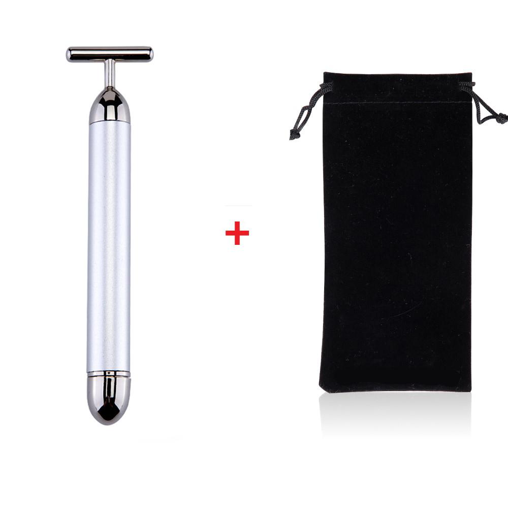 

24k Gold Face Lift Bar Roller Vibration Slimming Massager Facial Stick Beauty Skin Care T-образный вибрационный инструмент с сумкой