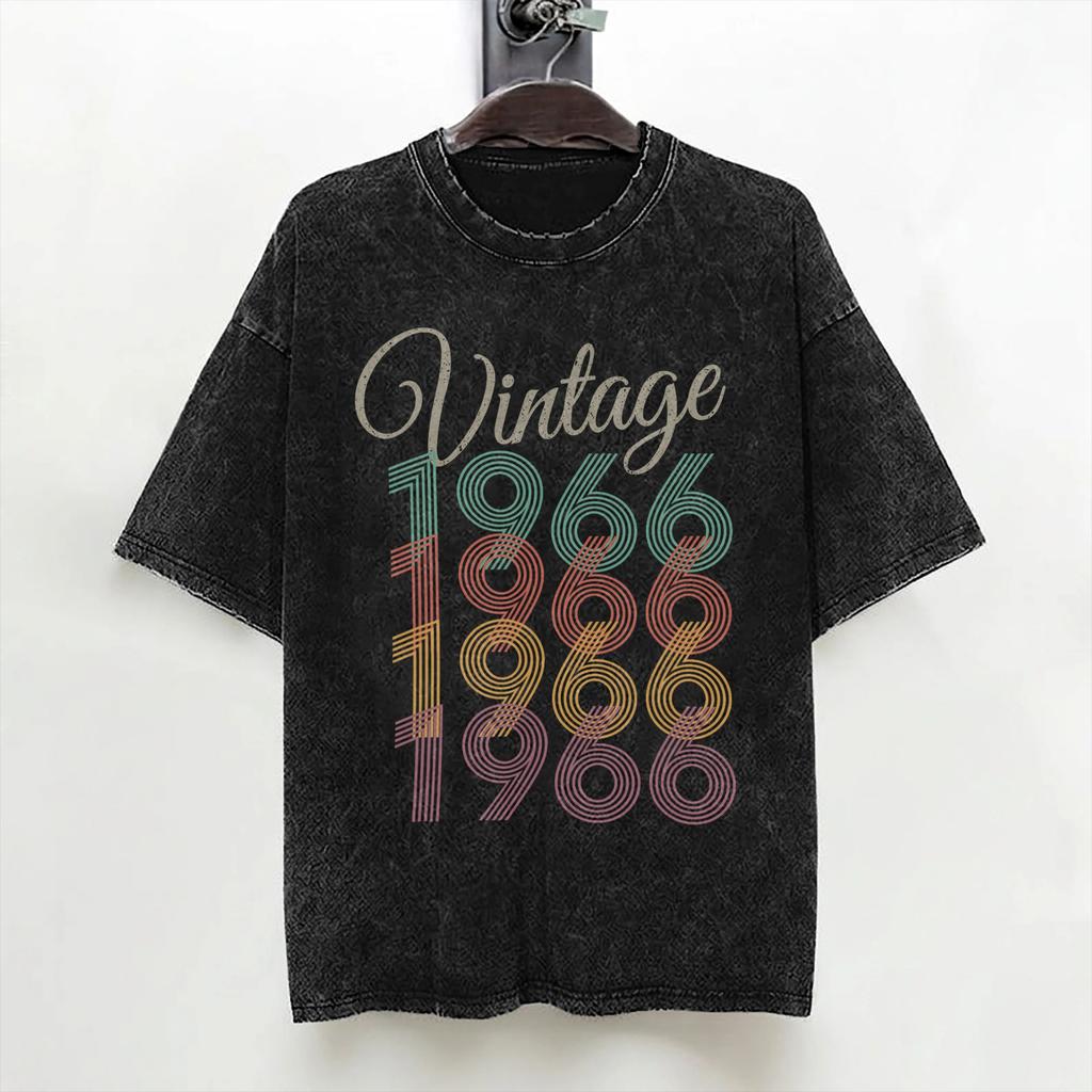 1966 60th Birthday 60 Years Old T Shirts Washed Short Sleeve Oversize TShirt Vintage Men Women Streetwear Summer Tops Tees