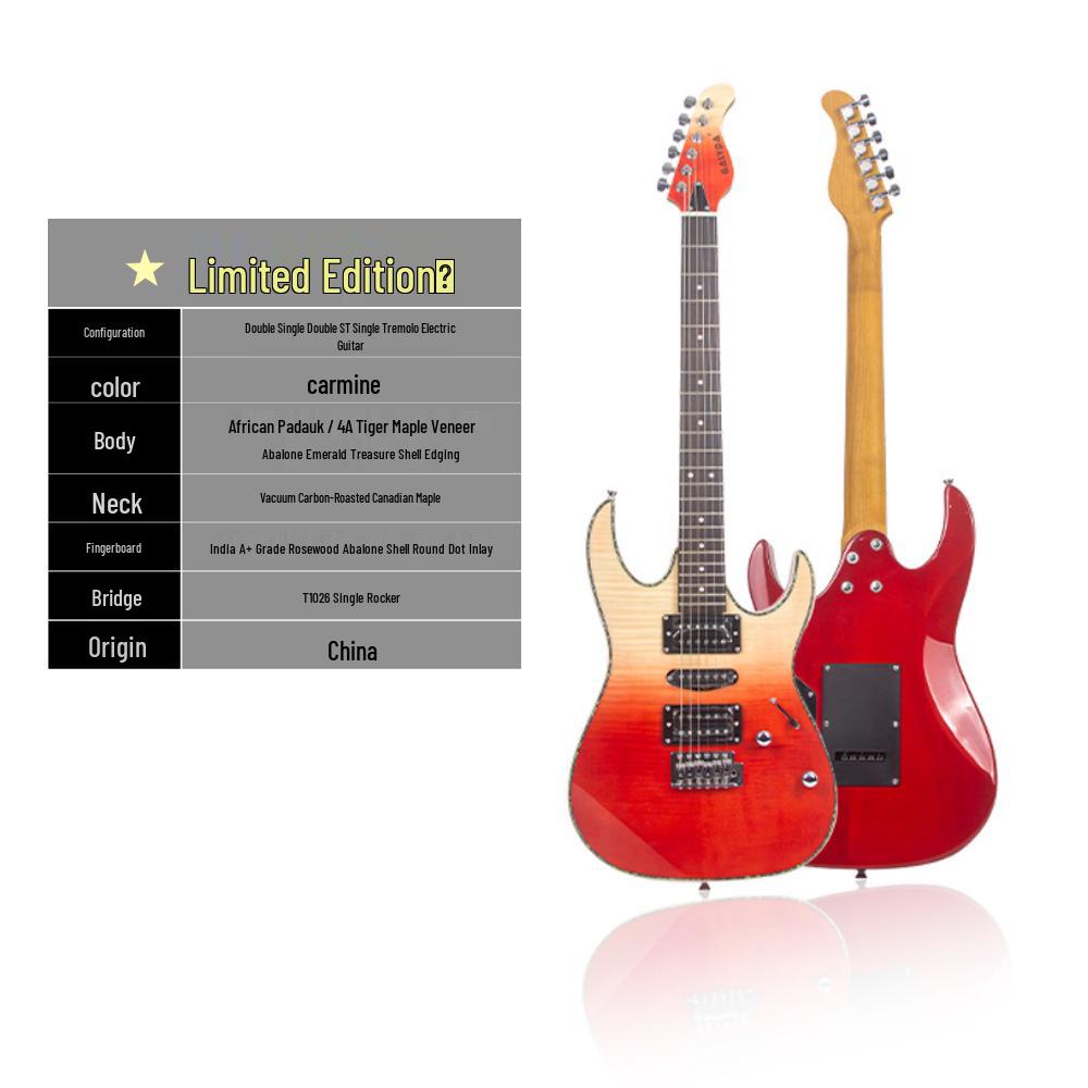 Entry-Level Rock Electric Guitar with Solid Wood & Carbonized Neck