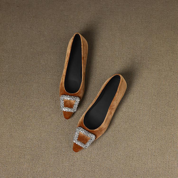 

Temperament advanced sense rhinestone square buckle pointed head flat bottom one pedal shallow mouth single shoes women s 2025 new summer silver bl 40