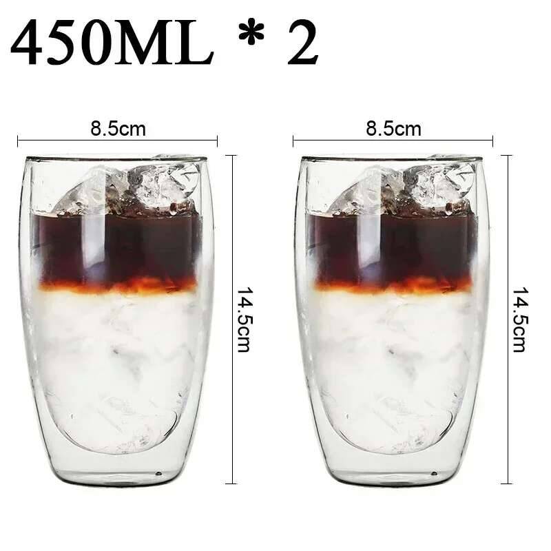 2-6 Stück Doppelwandige High-Borosilikatglas-Tasse Hitzebeständig Tee Milch Espresso Kaffee Saft Wasserbecher Bar Trinkgeschirr Geschenk