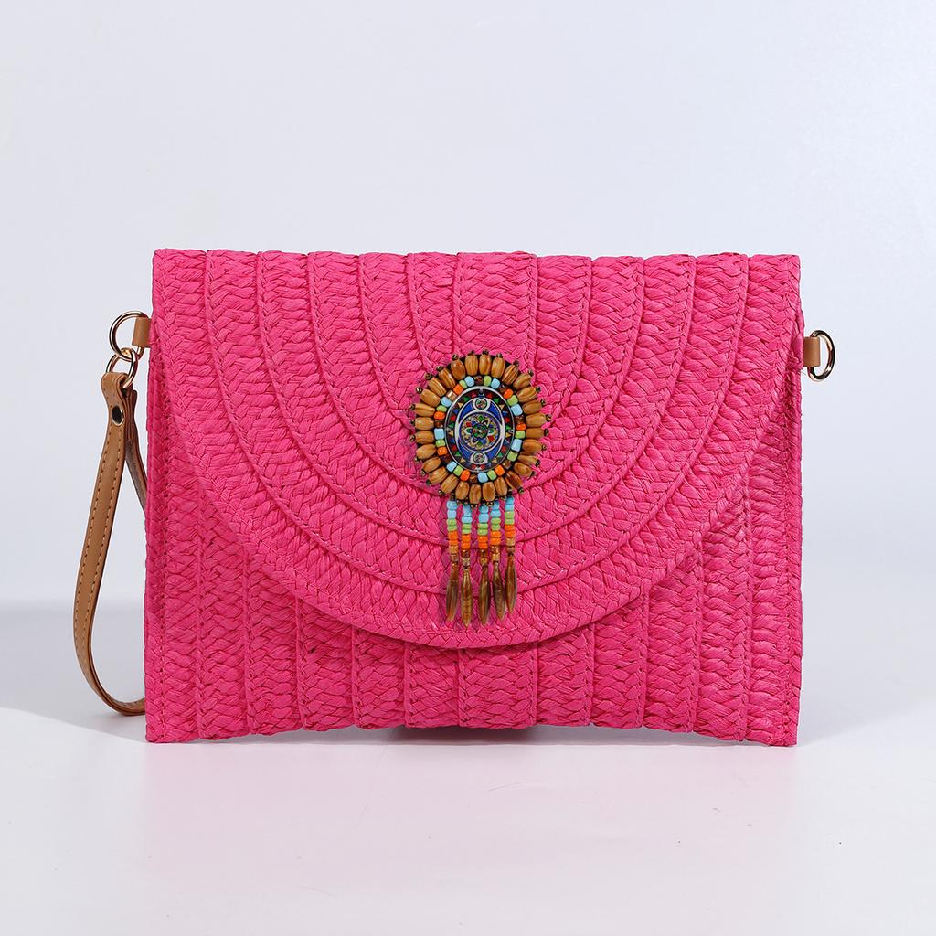 Neue Stroh Große Kapazität Clutch Umhängetasche Einzigartiges Umschlag Quasten Design Premium Handtasche Damen Tasche Umhängetasche