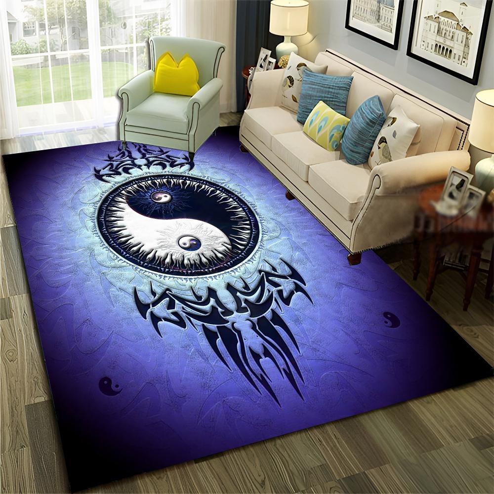 Chinese 3D Tai Chi Bagua Yin Yang  Carpet Rug for Home Living Room Bedroom Sofa Doormat Decor,Child Area Rug Non-slip Floor Mat