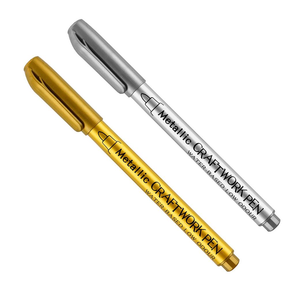 2 Adet Kalıcı Marker Kalem Su Geçirmez Yağ Bazlı Boya Markerları Altın Gümüş Renkli Yağlı Grafiti Kalemleri Öğrenci Çizim Malzemeleri