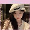 White Beret Feminine Hat With Cute Bowknot Design For Women Perfect For Autumn Winter And