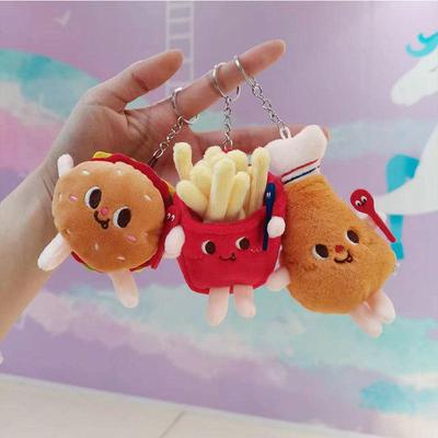 Creative Plush Hamburger & Fries Keychain Charm Doll Gift Toy
