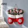 Farmhouse Style Christmas Door Hanger Mitten/Stocking Wreath Decorative Artificial Wreath with Berries Pine Cones Floral Branches Holiday
