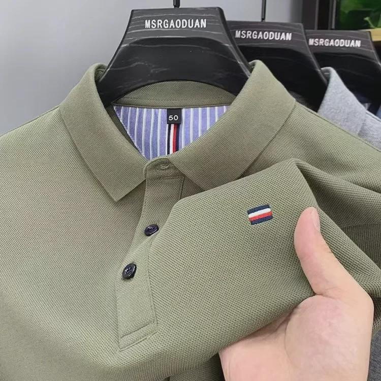 Men's 2024 Summer American Style Embroidered Golf Polo Shirt - Minimalist Short-Sleeved Collared T-Shirt