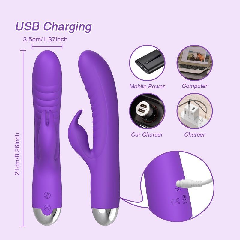G Spot Rabbit Powerful Vibrator Sex Toys for Woman Clitoris Stimulator Double Penetration Vibrating Dildo Vagina Masturbation