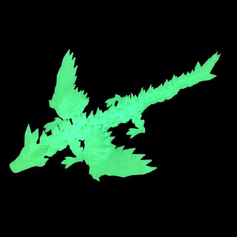 3D Printed Colorful Gem Dragon Figurines Movable Joint Rotatable Articulated Crafts Western Style Miniature Desk Ornament Dragon
