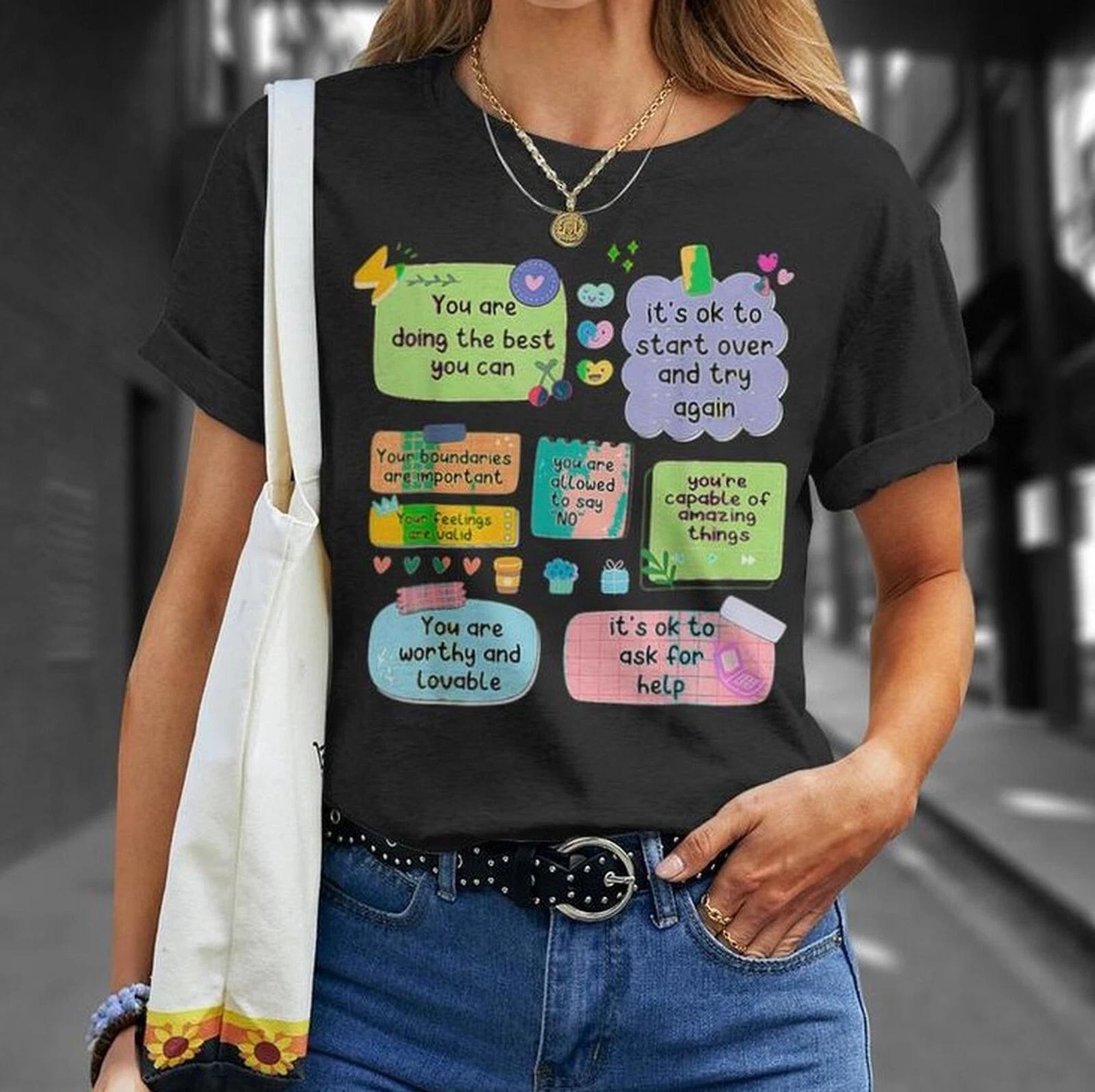 Counselor Note To Self Mental Health School T-Shirt, Mental Health Reminders Tee XL