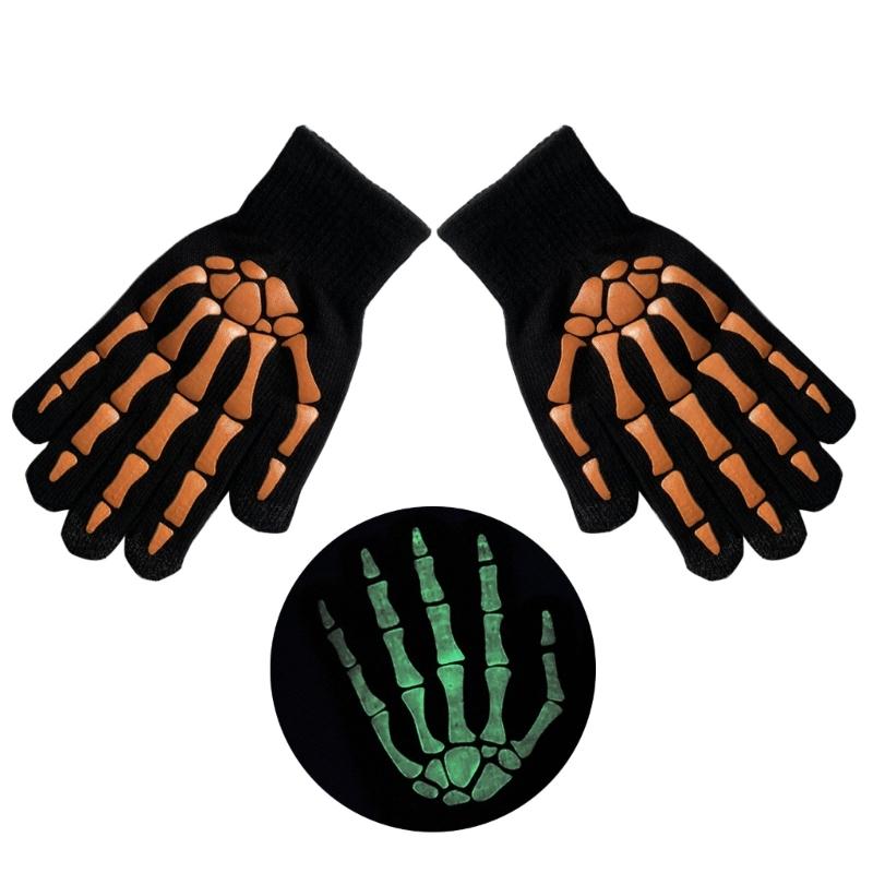 Glowing Hand Claw Gloves Full Finger Gloves Adult Unisex Gothic Knitting Gloves