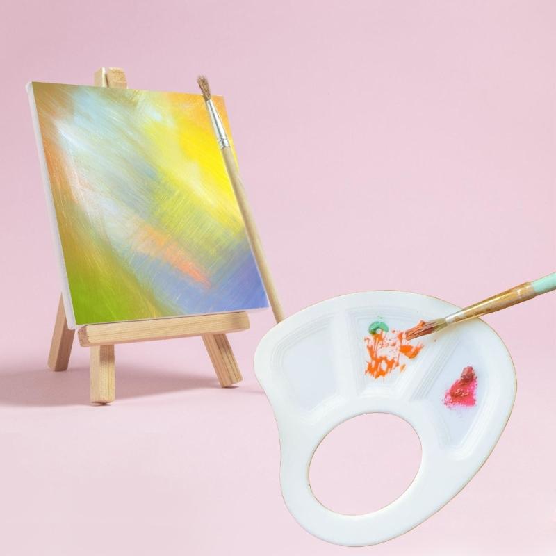 3 Color Mixing Tray Miniature Handheld Finger Painting Palette For Watercolor Oil Acrylic Paint With Thumb Hole Design