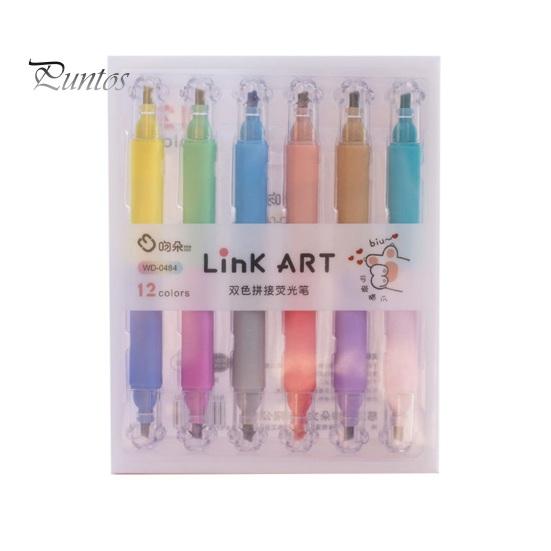 

6 шт. маркер-ручка с двумя головками, двухцветный дизайн, не растекается, быстросохнущий, колпачки в виде кошачьих лапок, разные цвета маркер разноцветный