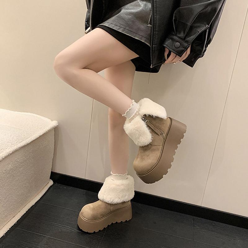 Winter Platform Thick Women Fur Snow Boots Outdoor Shoes Warm Short Botas