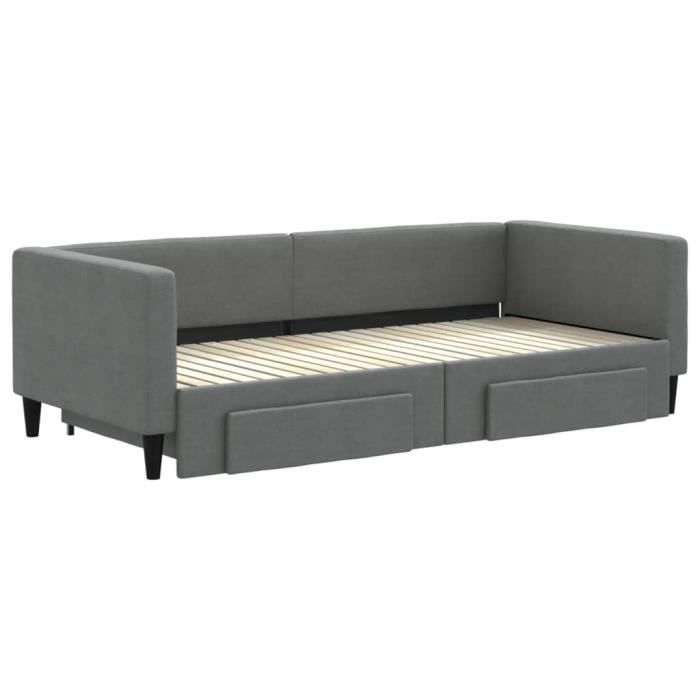 VidaXL Daybed with Trundle and Drawers Dark Grey 90x200 Cm Fabric 3196615
