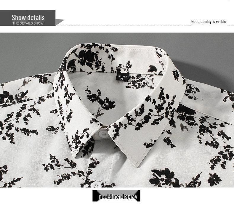Winter Treasures Lei Professional Floral Print Business Casual Short Sleeve Shirt