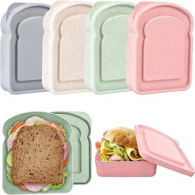 Recipientes para sanduíches Caixa de almoço Caixa de armazenamento de torradas com tampa Estojo portátil para armazenamento de alimentos Caixa de almoço reutilizável para micro-ondas Estojo para sanduíches