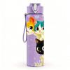 1PC Three Tone Cat Face Bright Pop Art Portrait 750ml Color Plastic Sports Water Bottle Leakproof Flip Straw Lid Suitable for Sports Office Home Use