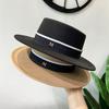 European and American Retro M Standard Internet Celebrity Top Hat Autumn and Winter Fashion Versatile White Woolen Flat Hat Elegant Temperament Ja