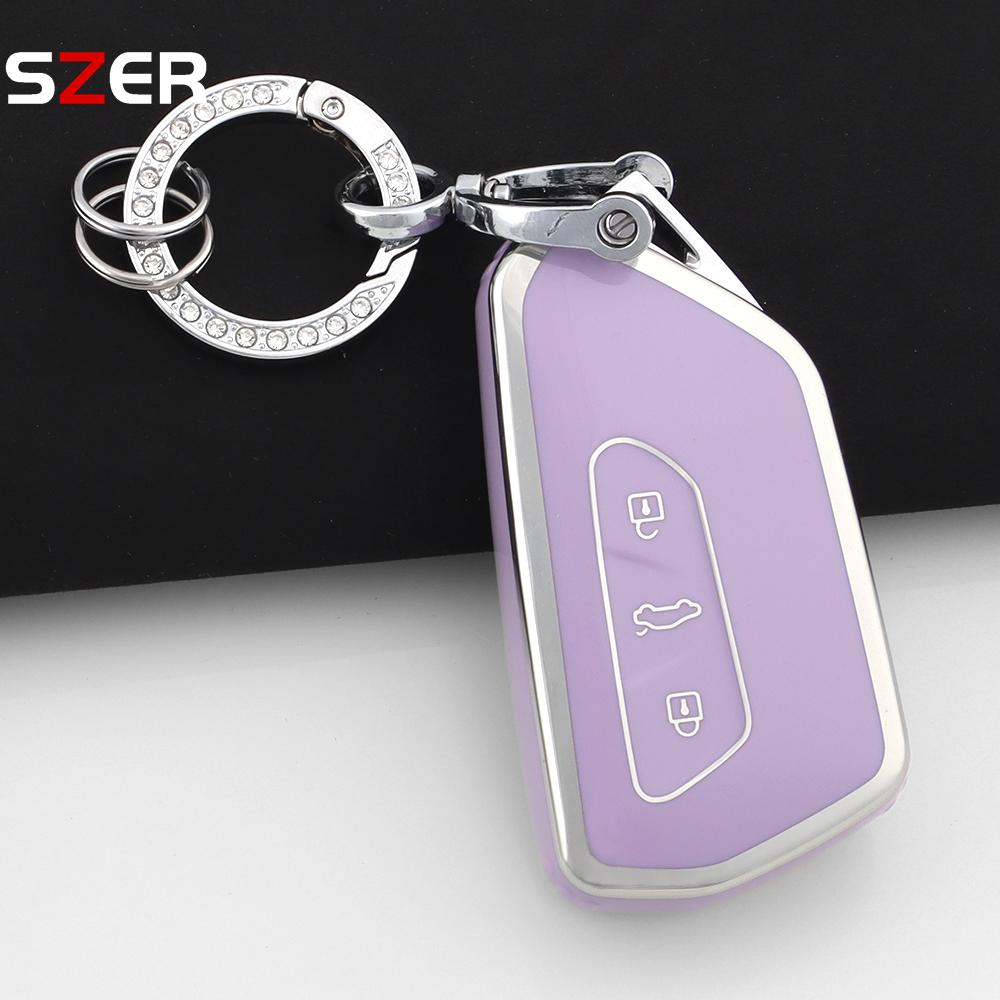 Tpu Car Key Case Cover Shell Fob Keychain For Vw Volkswagen Golf 8 Mk8  For Skoda Octavia For Seat Holder Fob Accessories