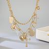 Kuwai Doppelschichtiges Kreuz-Herz-Anhänger-Halskette - Leichter Luxus Mode Choker