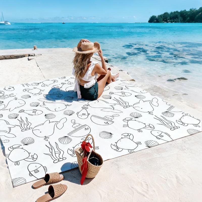 1pc Beach Blanket Waterproof Sandproof Oversized Large Beach Mat Quick Drying&Compact&Lightweight Picnic Mat Vacation Essentials