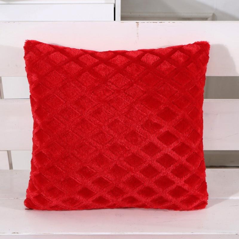 1Pc Plush Thick Lattice Pattern Sofa Pillowcase Soft Cushion Covers 43x43CM Couch Pillow