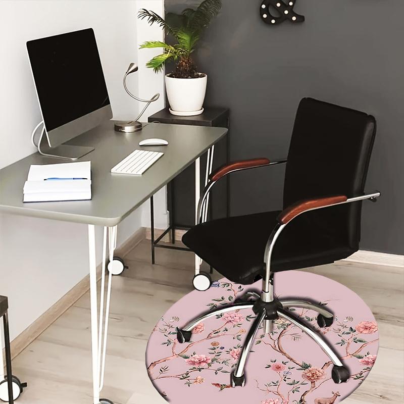 

1PC Floral Deer Non-Slip Floor Round carpet, Office, family, bedroom, Large Area Rug Indoor Rugs, Durable Polyester-L0337 80cm by 80cm