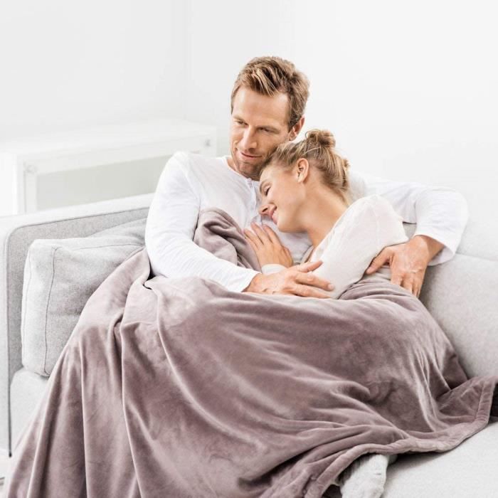 HD 75 - Couverture chauffante Taupe - Ultra douce, respirante et temprature réglable avec arret automatique- 180 x 130cm