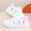 Girls' Sports Shoes New Summer White Shoes Breathable Leather Panel Shoes for Older Children Students Flat Running Shoes
