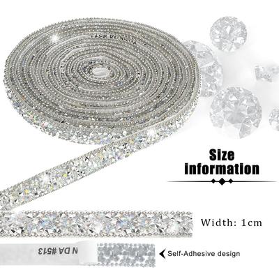 10Yards Resin Rhinestone Ribbons Self Adhesive Diamond Crystal Roll Glitter Belt Bling Party DIY Decorations 1CM Rhinestone