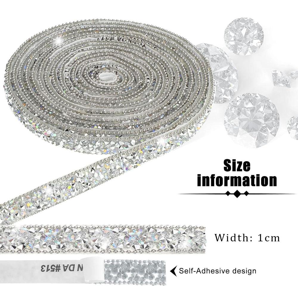 10Yards Resin Rhinestone Ribbons Self Adhesive Diamond Crystal Roll Glitter Belt Bling Party DIY Decorations 1CM Rhinestone