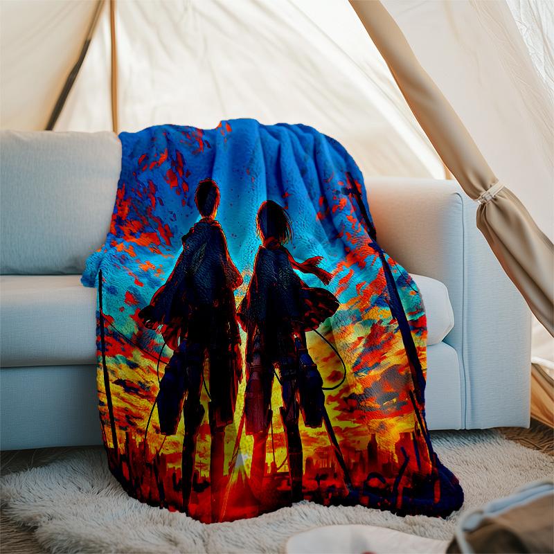 Attack on Titan printed throw blanket—lightweight,soft,warm;versatile blanket for all seasons—perfect as &air-conditioning throw,nap blanket