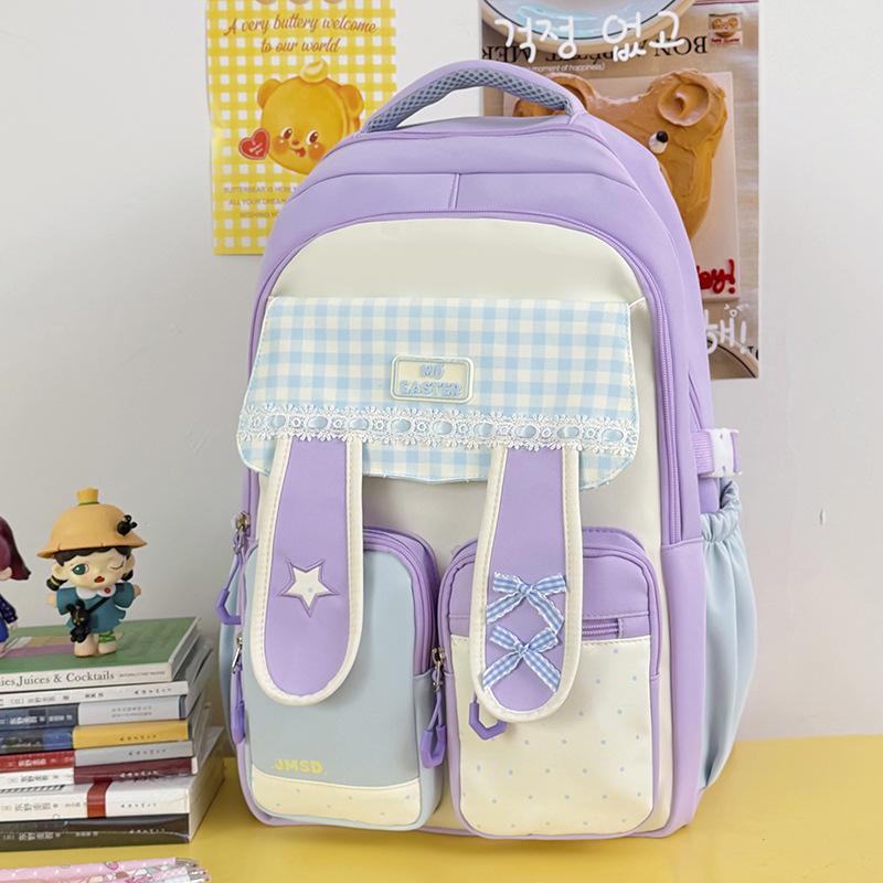 Schoolbag High Value Bow Rabbit Ear Design Student Dopamine Sweet Girl Heart Large Capacity Campus Backpack