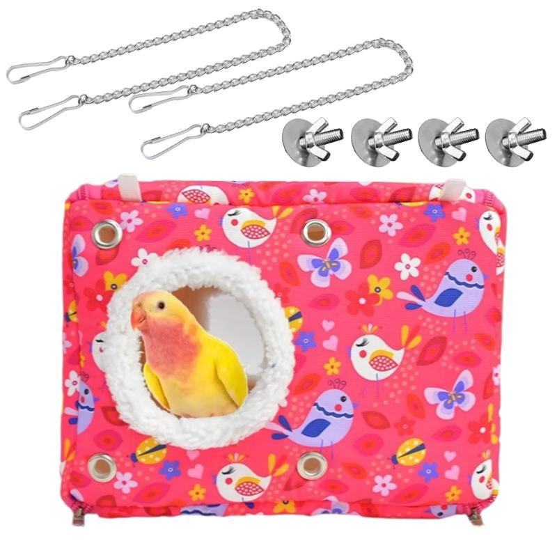 Ninho de Papagaio de Pelúcia Grosso Rede de Gaiola de Pássaro Quente Cama para Clima Frio Design de Pendurar Seguro na Gaiola Abrigo para Pássaros