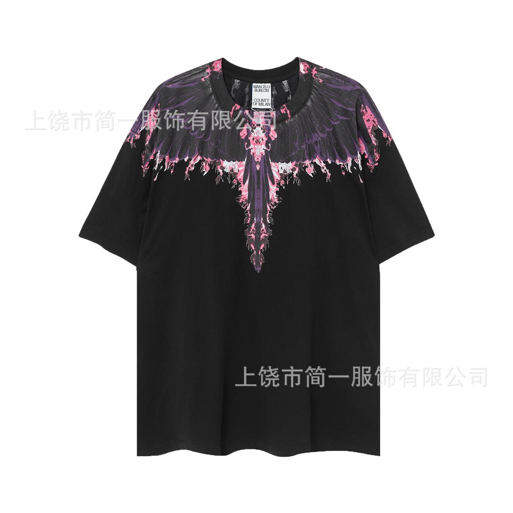 Summer Men's and Women's Same Fashion Trend T-shirt Personalized Trend Wing Printing Comfortable and Simple
