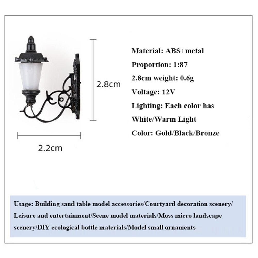 2.2*2.8cm White/Warm Light Model ABS Metal Material Sand Table Chandelier New Dollhouse Wall Lamp