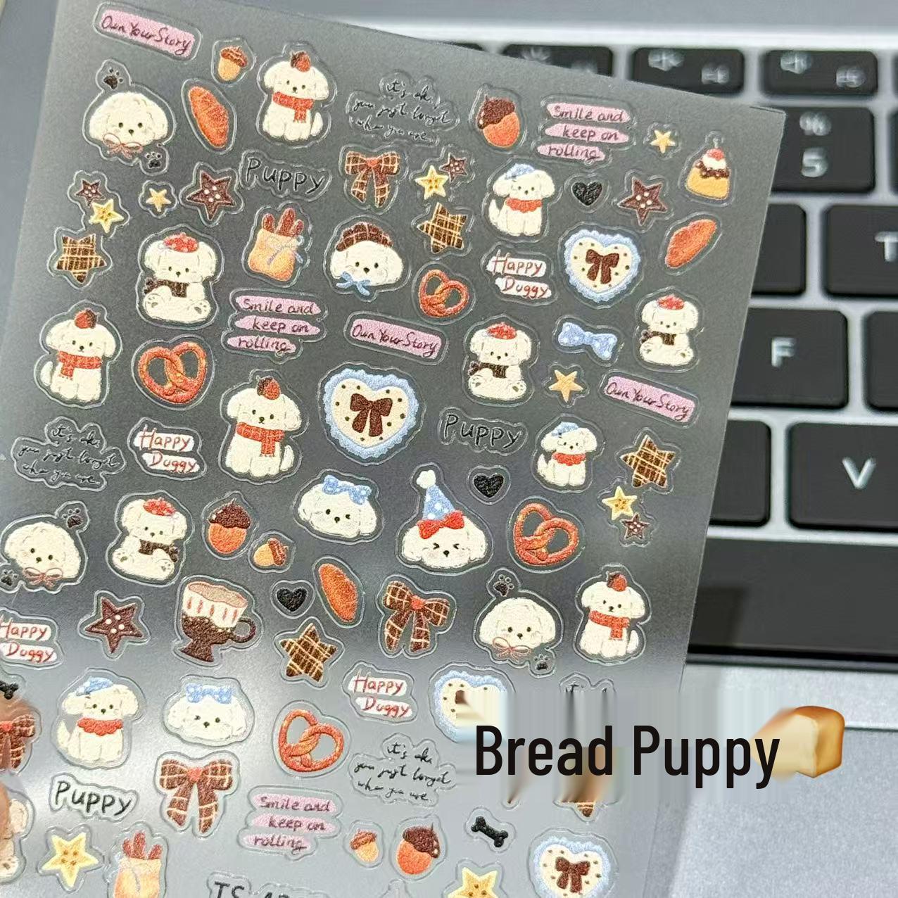 Puppy Dessert 3D Embossed Waterproof Nail & Phone Lens Stickers