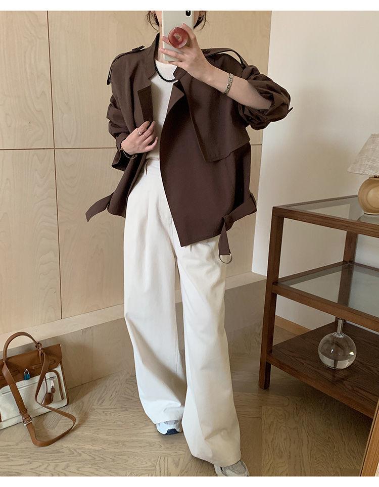 Korean-Style Casual Loose Petite Trench Coat - Trendy Women's Short Jacket for Spring & Autumn 2025