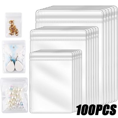 100PCS Transparent Jewelry Storage Bag Anti-oxidation Necklace Bracelet Ring Plastic Portable Earring Display Storage Organizer
