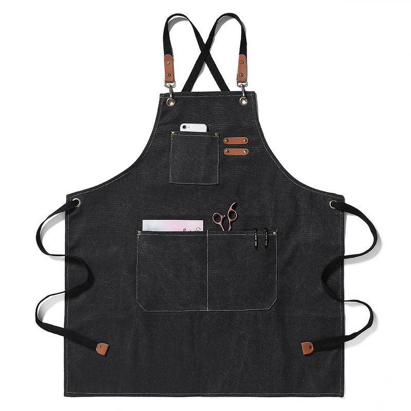 Thick canvas apron for nail salons, barbecue restaurants, home catering, kitchen work uniforms