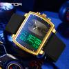 SANDA 6238 Silicone Watch With Large Dial Dual Display Multifunctional Waterproof LED Luminous Men's Electronic Watch
