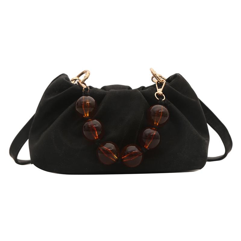 Folded Fashion Beaded Handbag 2025 New Foreign Style Simple Shoulder Messenger Bag Change Bag Leisure Bag